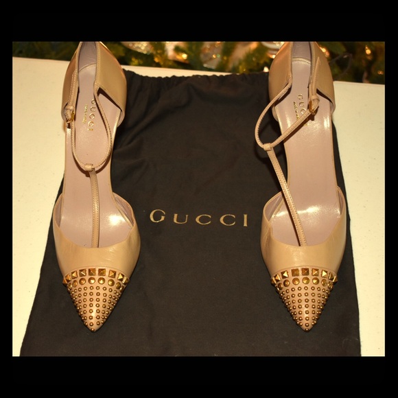 Gucci Shoes - Gucci studded t strap cap toe pump